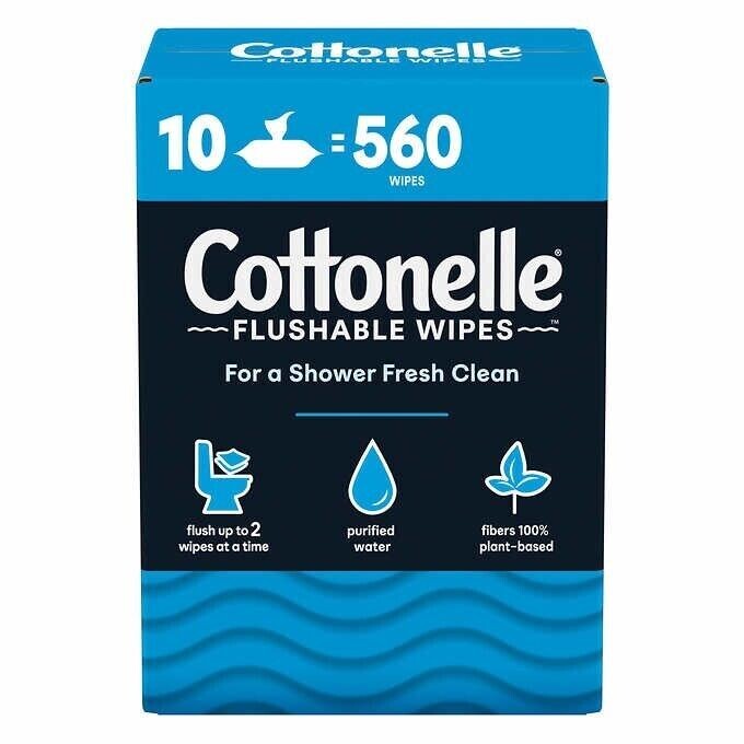 Flushable Personal Wipes for Sensitive Skin - 560 Count All Purpose