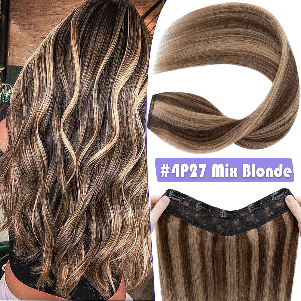 Remy Human Hair Extensions Clip-In One Piece Full Head Weft - Multiple Colors & Lengths