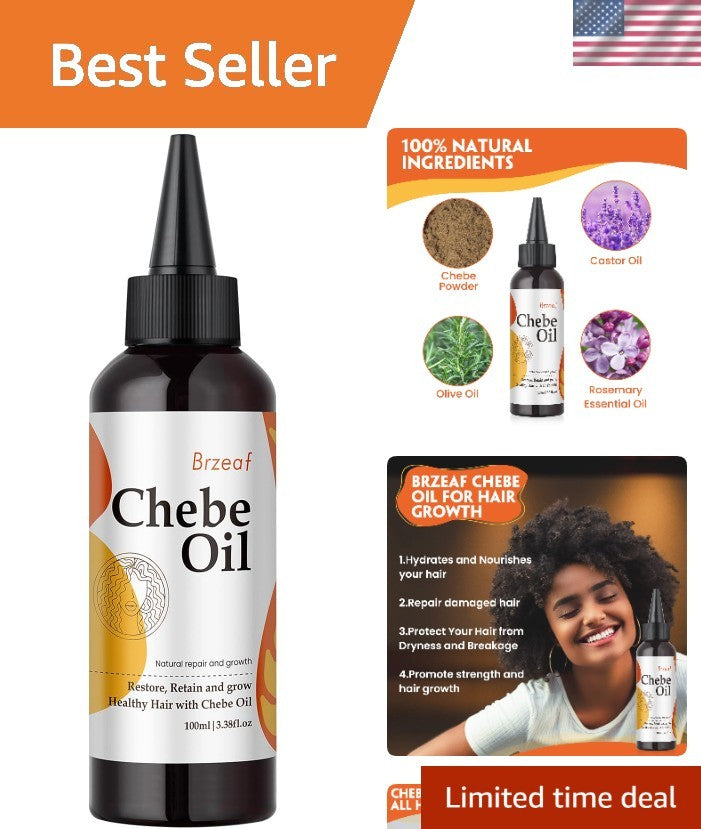 Natural Chebe Oil for Hair Growth & Moisture Restoration - 3.38Oz
