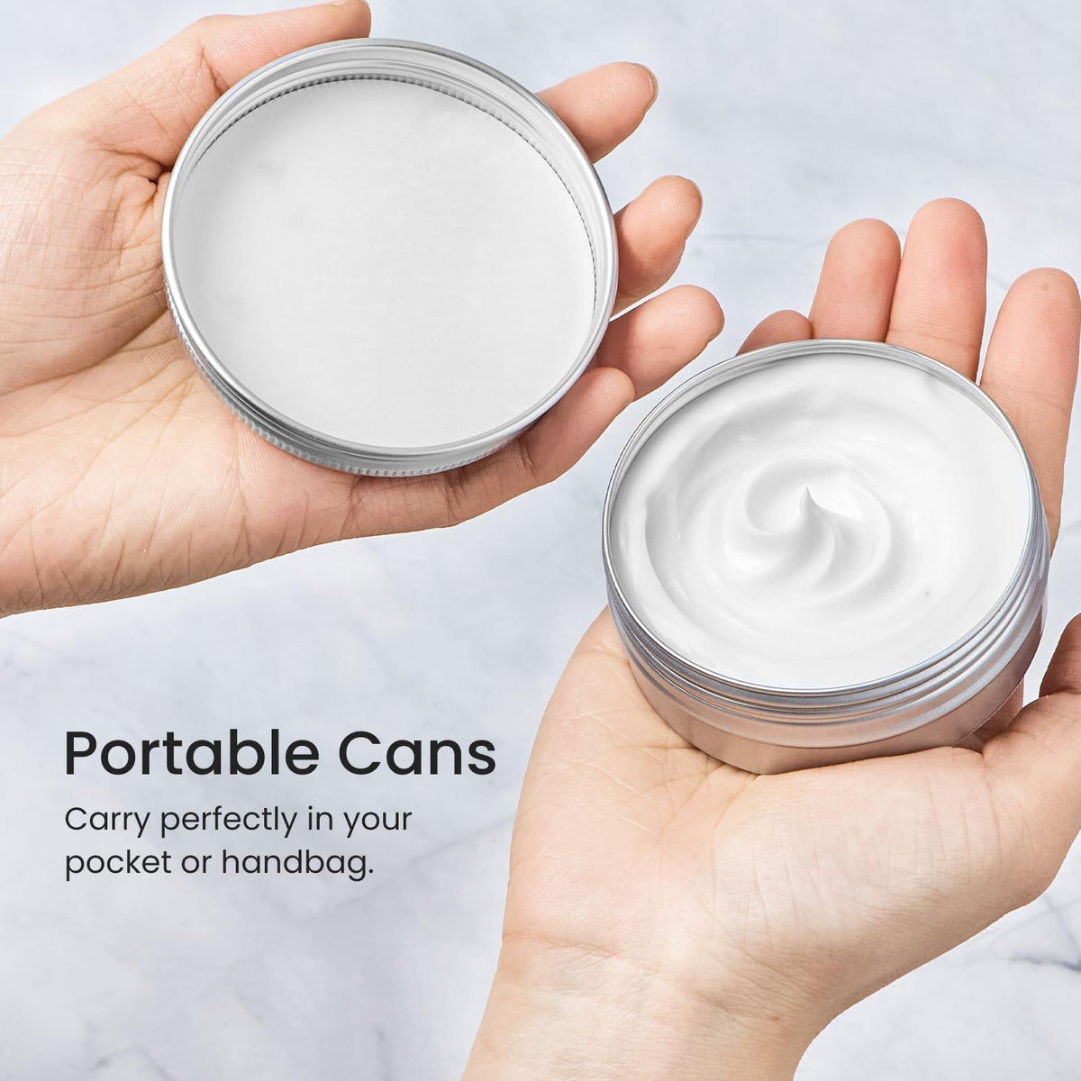 24 Pack 2 Oz Aluminum Tin Cans with Screw Lids & Labels for Cosmetics & Travel