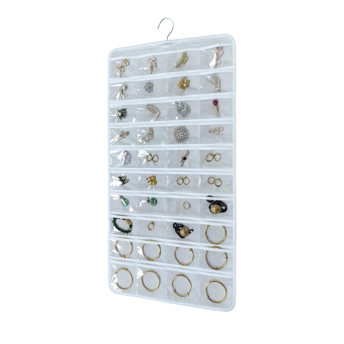 Hanging Jewelry Organizer Wall Door Double-Sided White Storage Solution