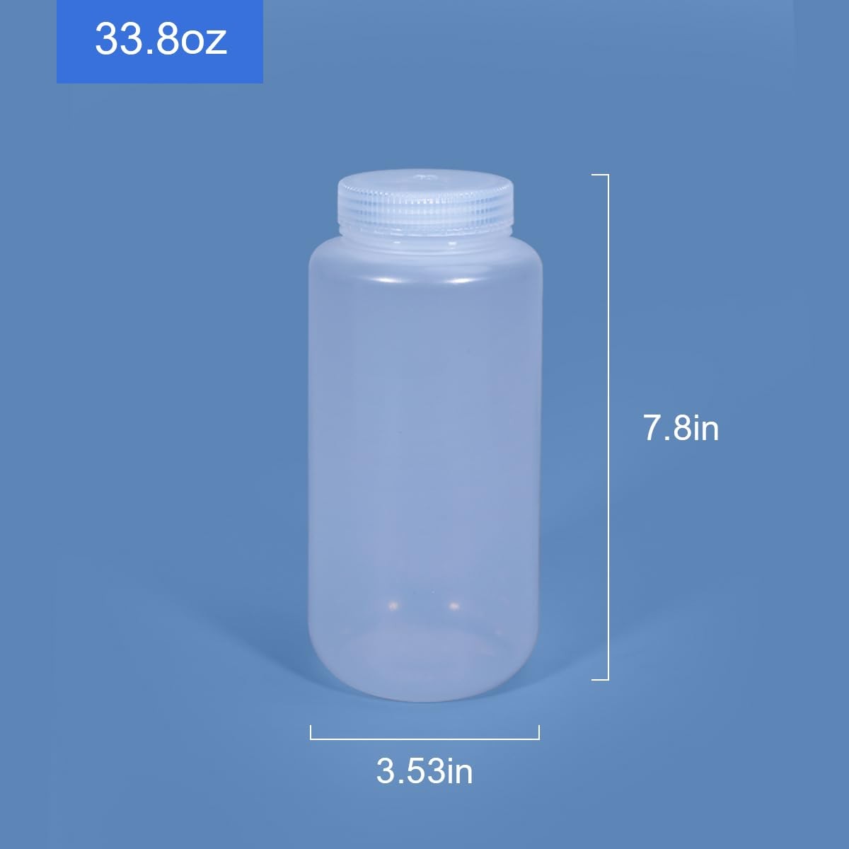 Wide Mouth 33.8 oz Lab Reagent Bottle - Leakproof Clear PP Container (2 Pack)