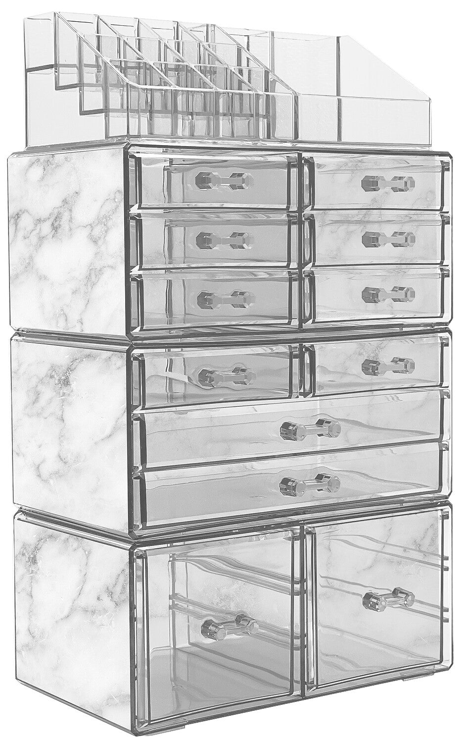 Large Acrylic Makeup Organizer with 12 Drawers & 16 Compartments – Stylish Storage