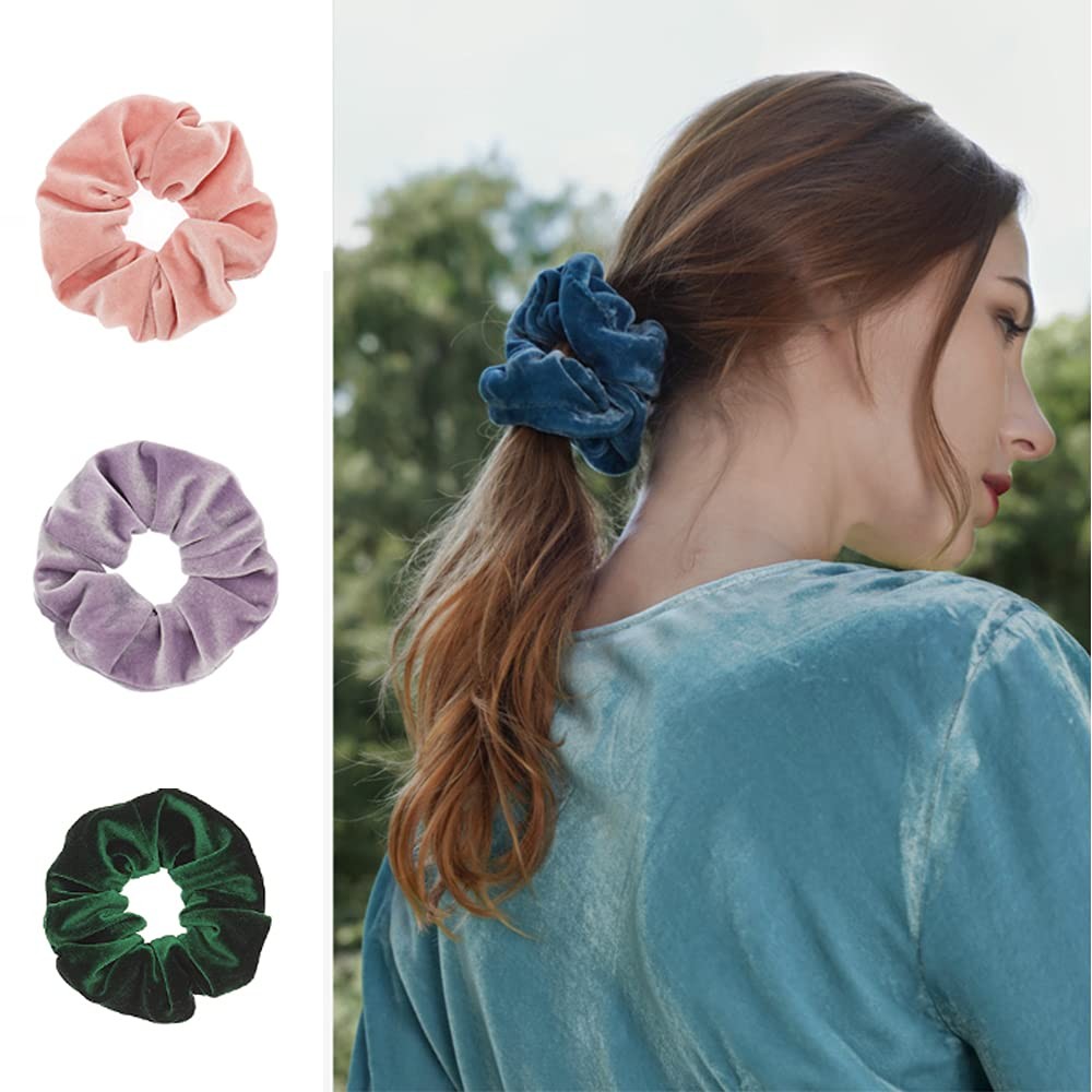 60 Pcs Soft Velvet and Satin Scrunchies for Count (Pack of 1),