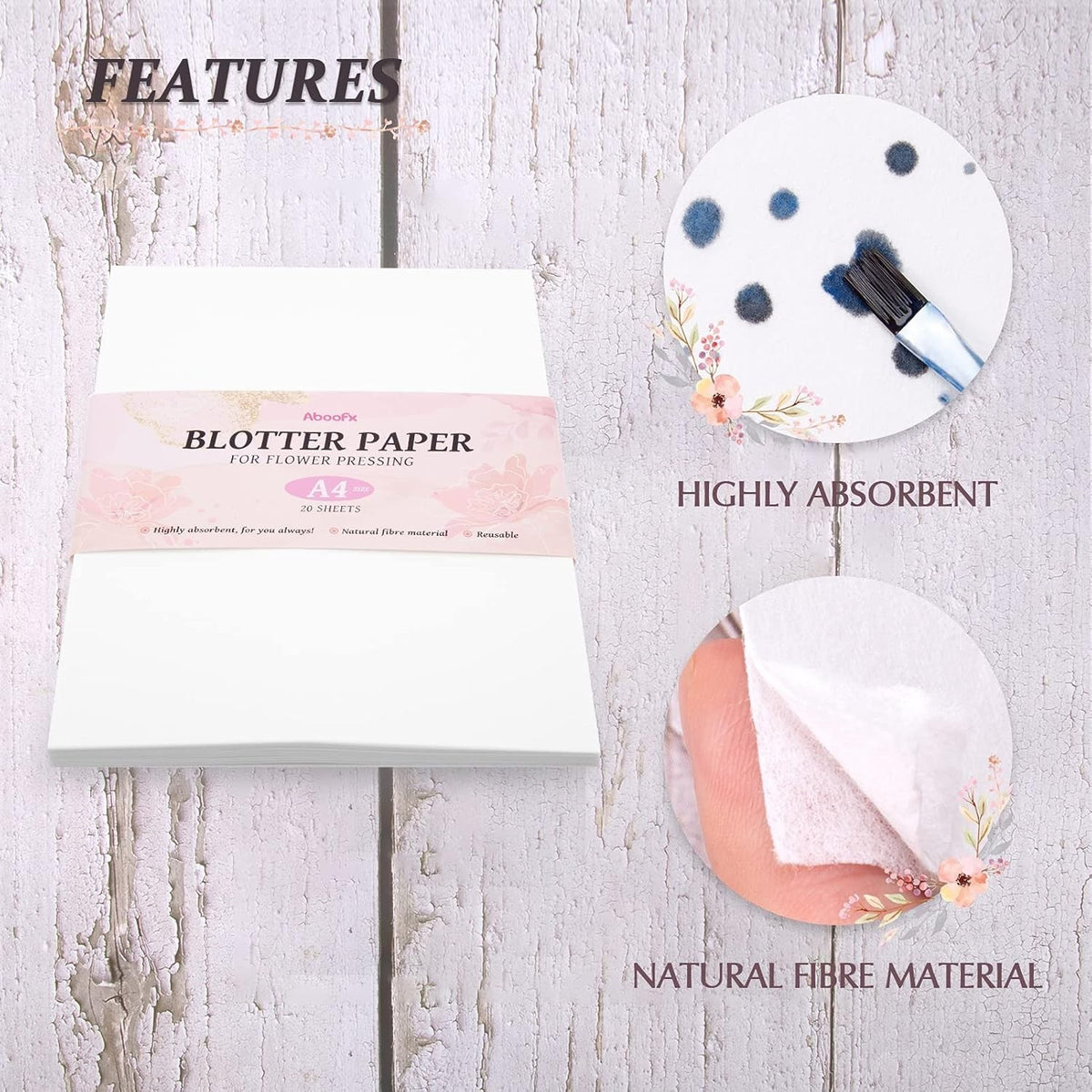 Large Blotting Paper Sheets for Flower Press - 20-Pack, 8.26 x 11.8 Inch, Reusable Absorbent Craft Sheets