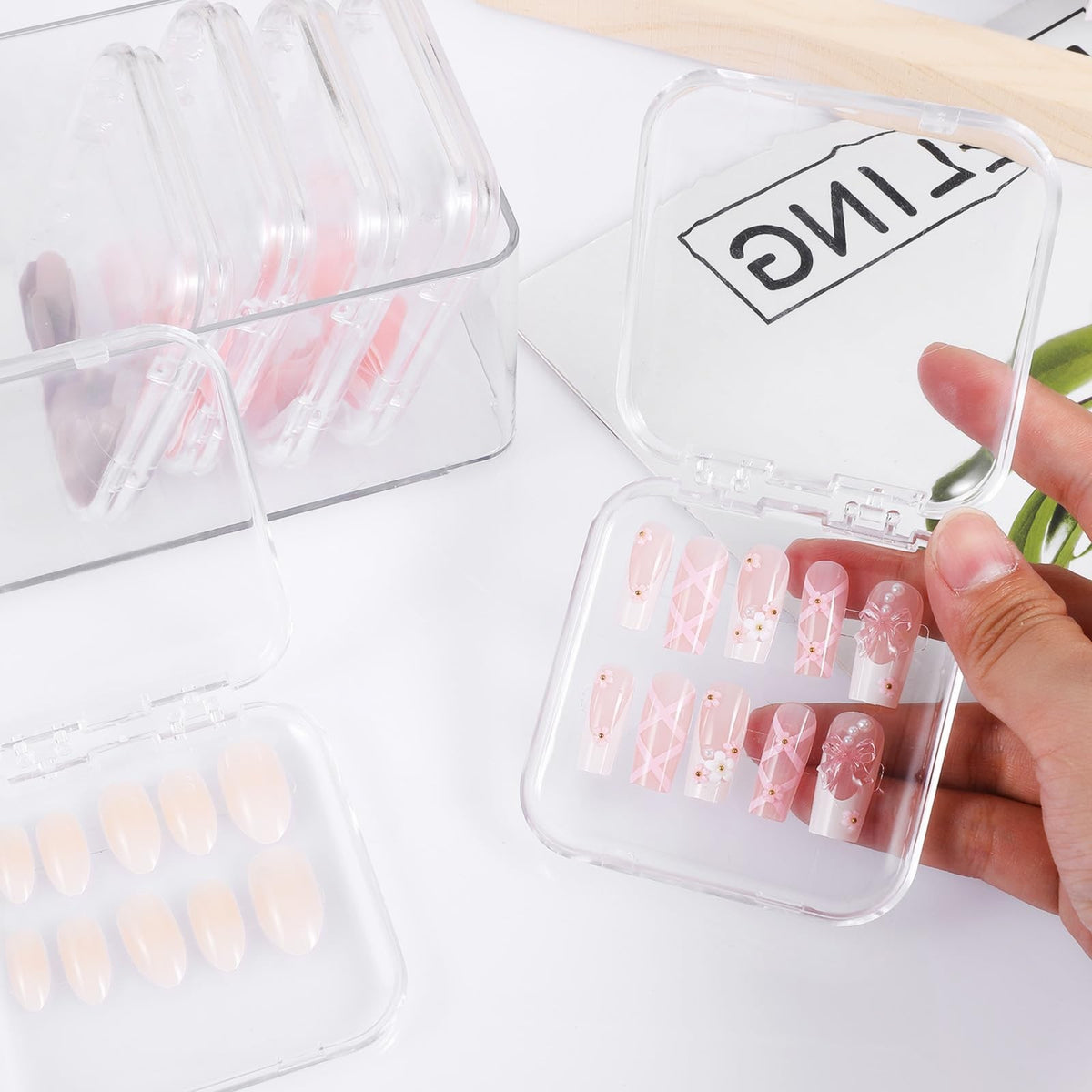 36 Pcs Clear Nail Storage Box Organizer with Double-Sided Tape - Acrylic Display Case