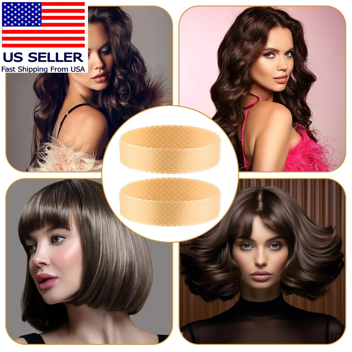 Silicone Wig Grip Headband - Non-Slip, Adjustable, Reusable, 4 Pack