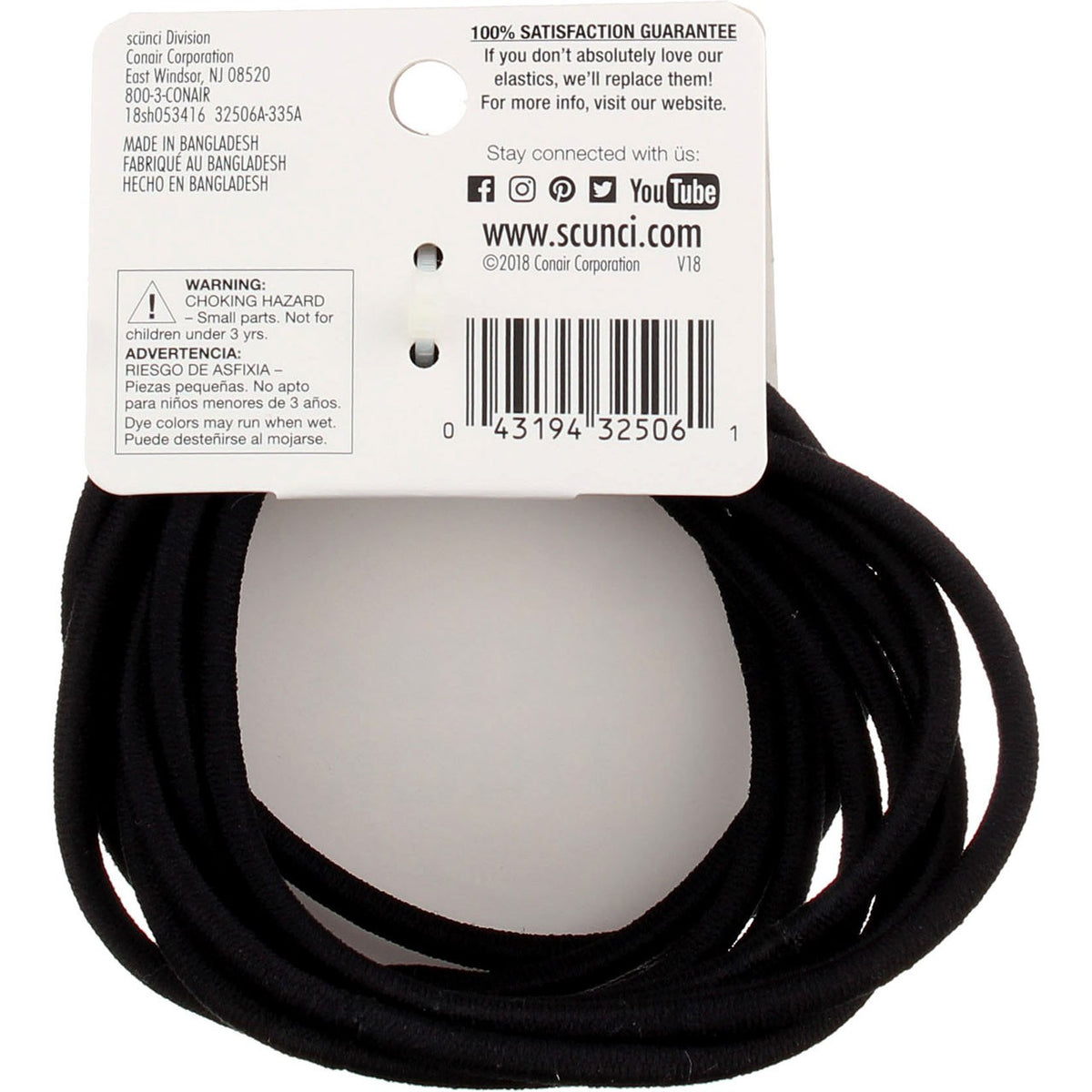 6 Pack Scunci No Damage Extra Thick Hair Elastics, Brown, 10 Ct