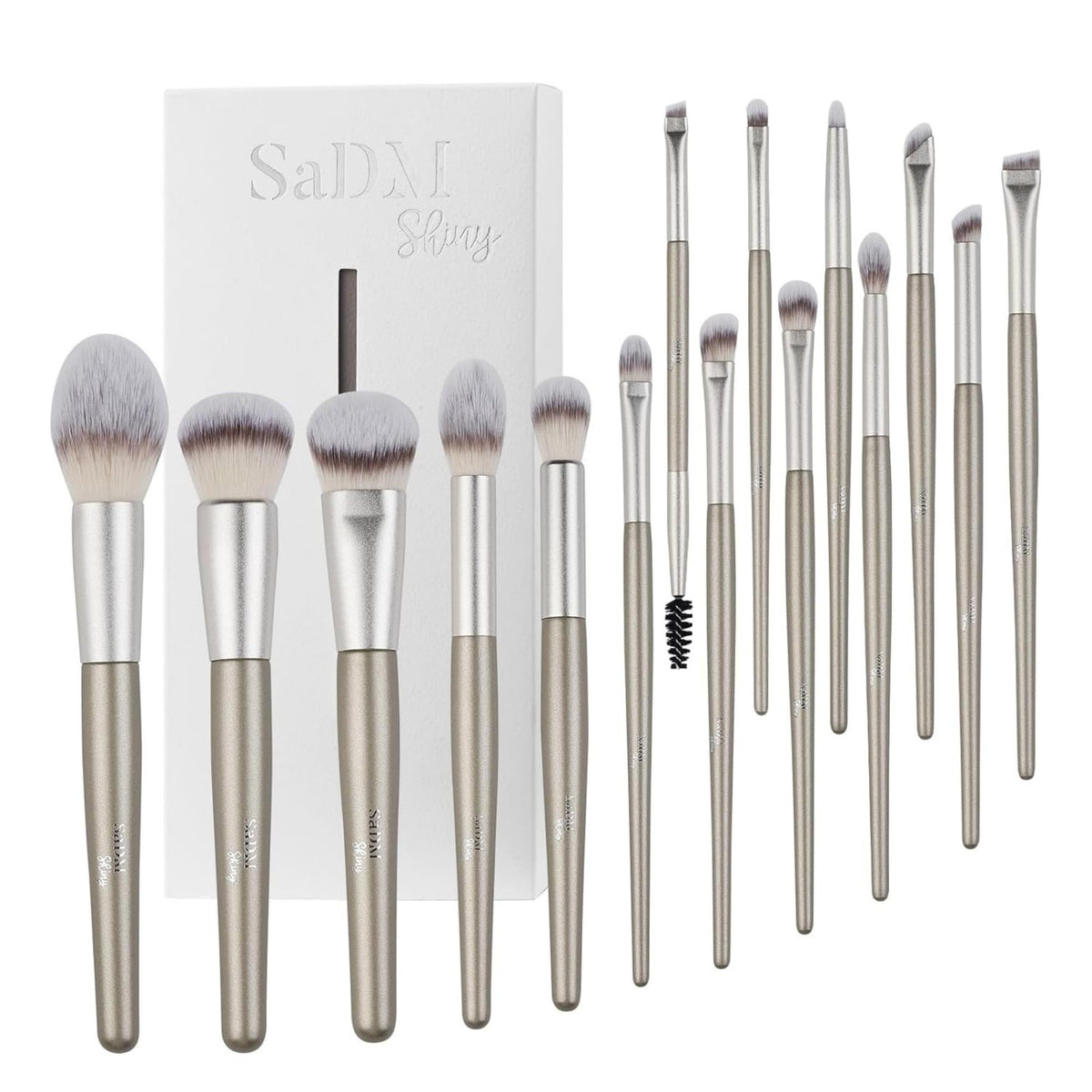 15-Piece Vegan Makeup Brush Set with Foundation, Eyeshadow, Blush & Eyeliner Tools