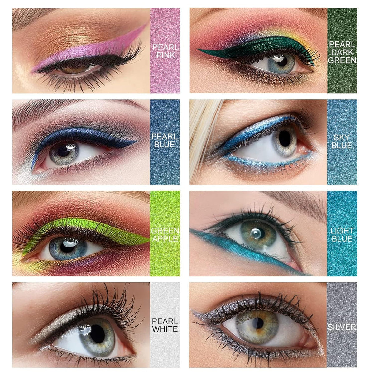 Waterproof Eyeliner Pencil Set - 14 Vibrant Colors for Eye Makeup