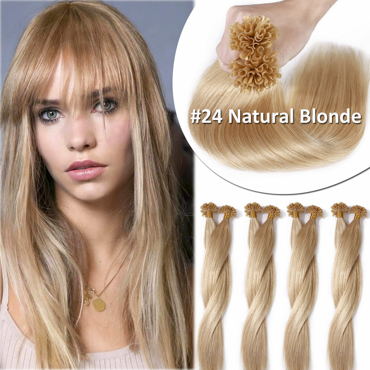 Invisible Keratin Nail U Tip Hair Extensions - Human Hair Fusion 150g