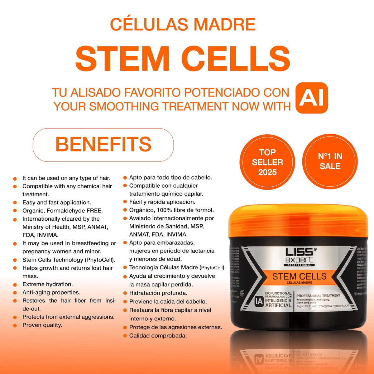 Hair Smoothing Treatment with Stem Cells - Shoulder Length Hair, Organic & Formaldehyde-Free