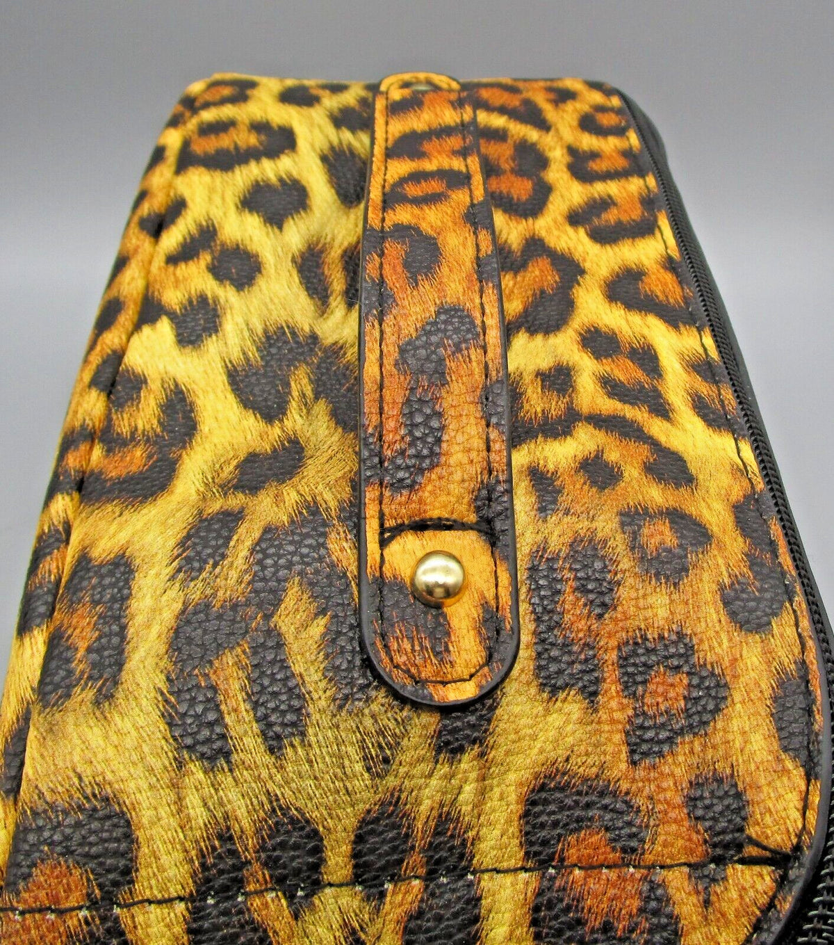 Water-Resistant Leopard Print Makeup & Travel Cosmetic Bag with Handle