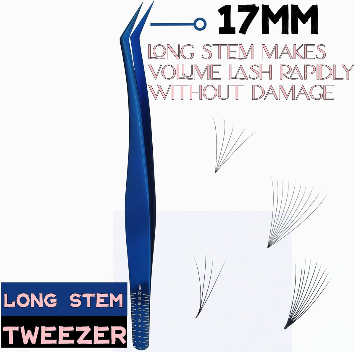 Eyelash Extensions Tweezers Set - 3 Pieces Stainless Steel with Dolphin-Shaped Applicator