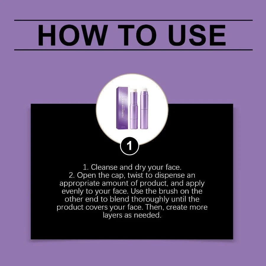 Facelove Foundation Stick with Built-in Brush - Long-lasting, Hydrating Makeup