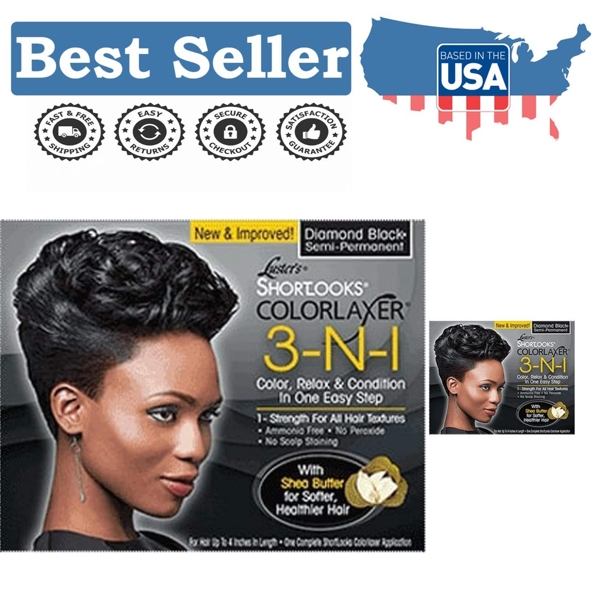 3-in-1 Diamond Black Hair Relaxer with Conditioning - Ammonia-Free
