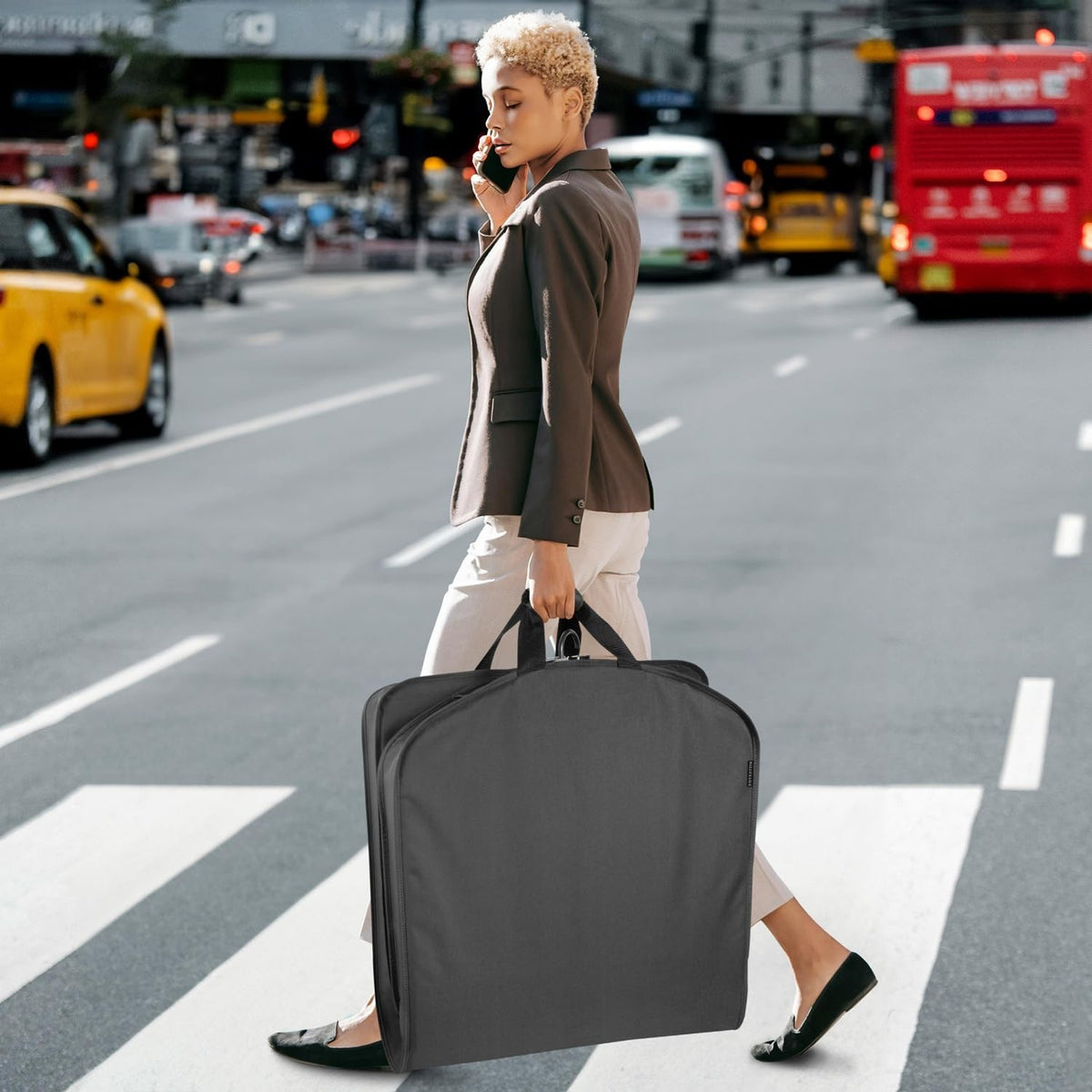60-Inch Deluxe Travel Garment Bag - Wrinkle-Free, Water-Resistant, Black