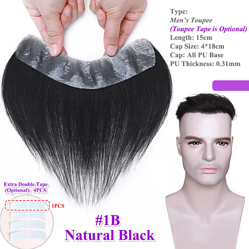 Men's Human Hair Toupee for Receding Hairline, Various Sizes & Colors