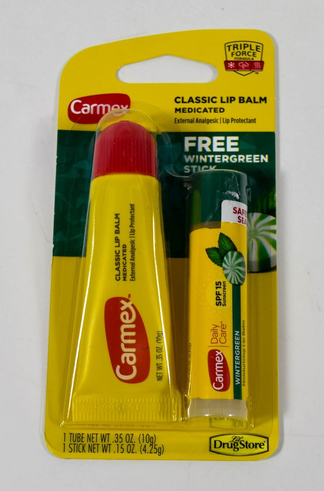 Carmex Classic Lip Balm Protectant & Wintergreen Stick Set - Medicated, SPF 15