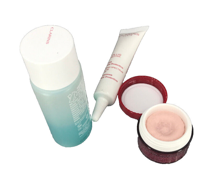 Clarins Skincare Travel Set - Sample Size 3 Pieces, Includes Eye Remover & Anti-Pollution