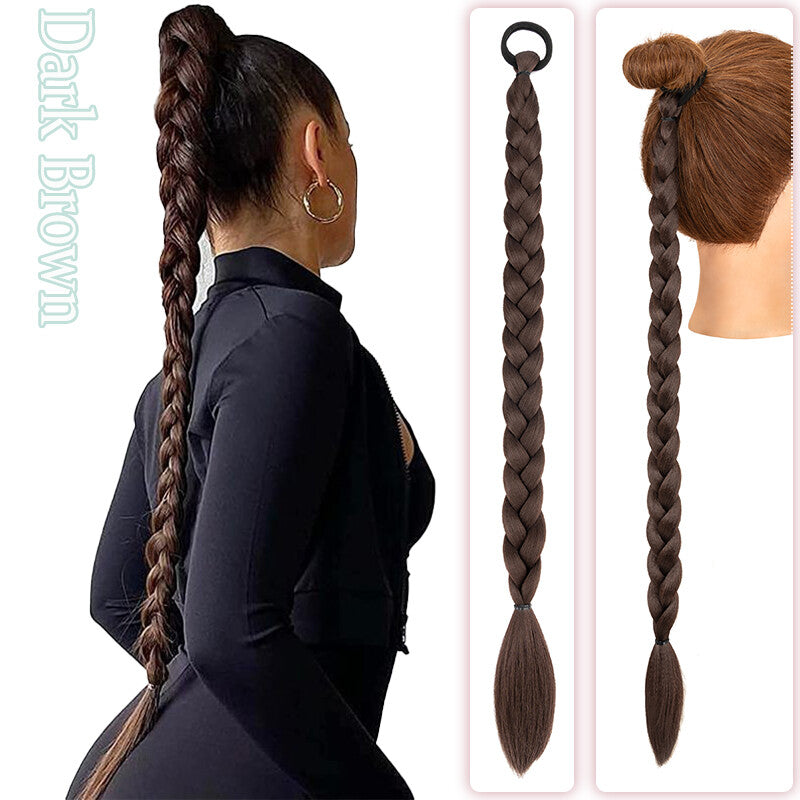 34-Inch Thick Braiding Hair Extensions for Ponytail Wraps - Multiple Colors