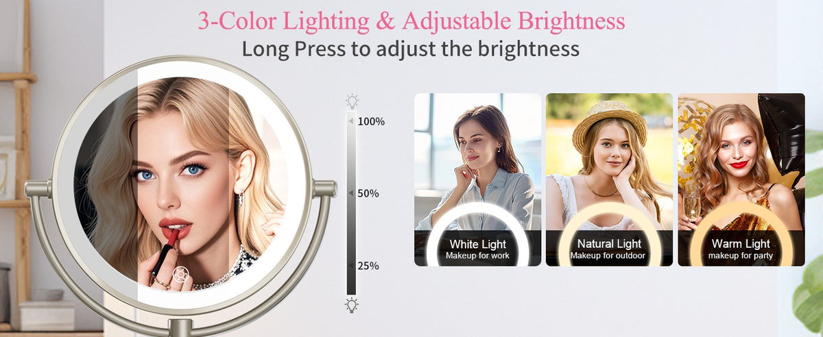 Wall Mounted Lighted Makeup Mirror with 30X Magnification, Adjustable Brightness