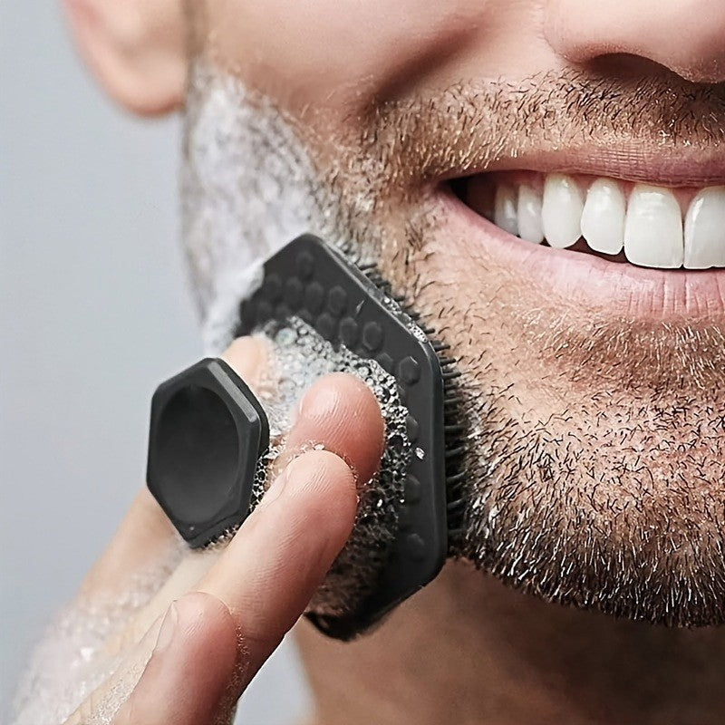 2x Face Scrubber Silicone For Men Facial Cleansing Black Exfoliate