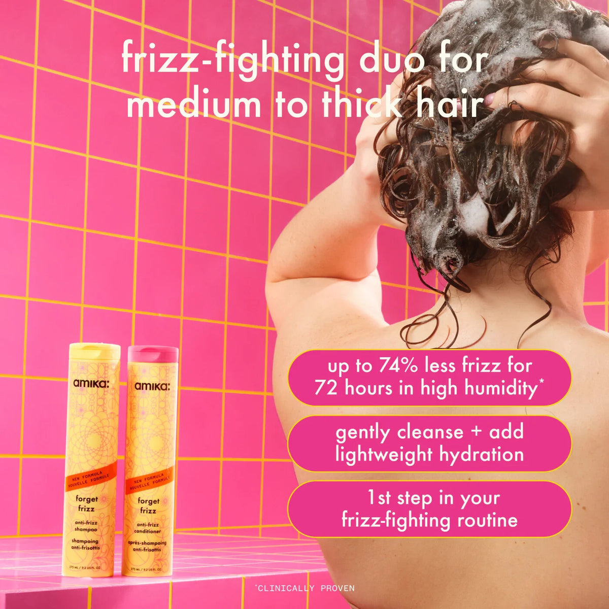 Anti-Frizz Hair Treatment Set with Shampoo, Conditioner & Spray - Hydrating & Humidity Shield