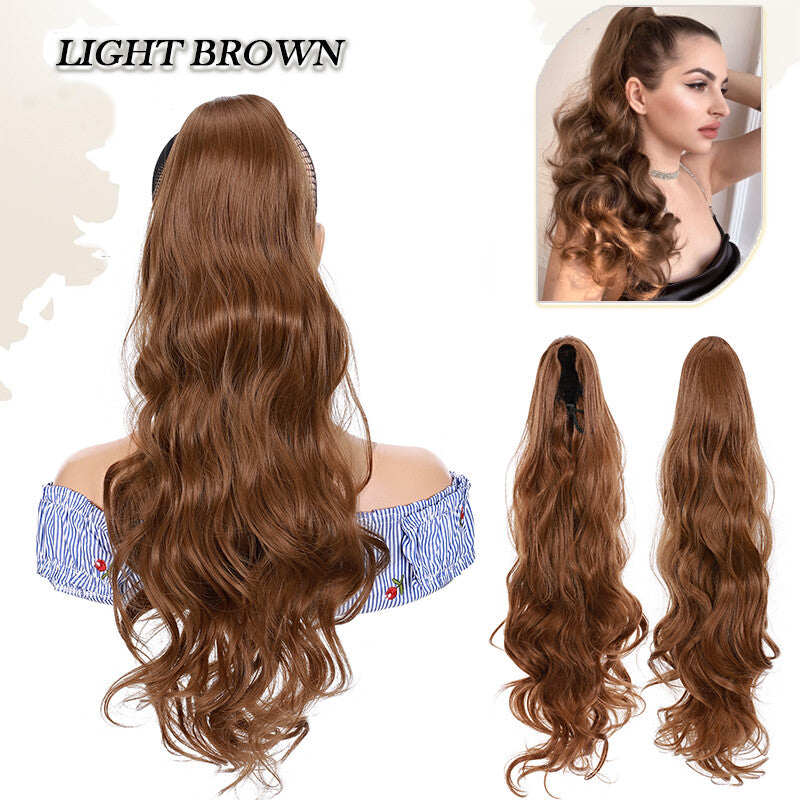 Drawstring Ponytail Hair Extension with Layered Wavy Texture - Thick & Natural-Looking