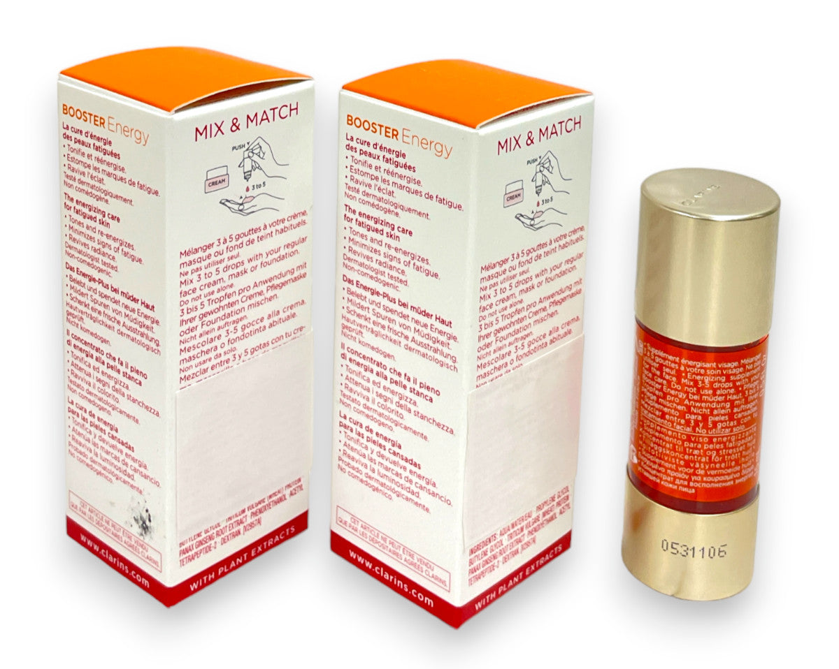 Clarins Booster Energy – Fight Fatigue & Revive Radiance, 15ml, Pack of 2