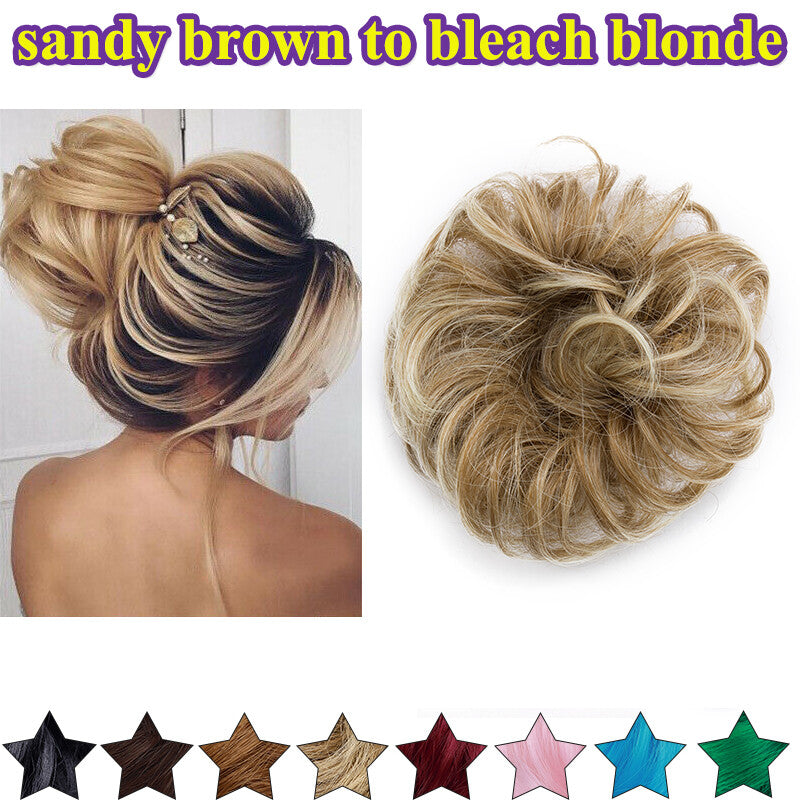 Large Curly Messy Bun Hair Piece Scrunchie for Thick Hair Updo Extensions