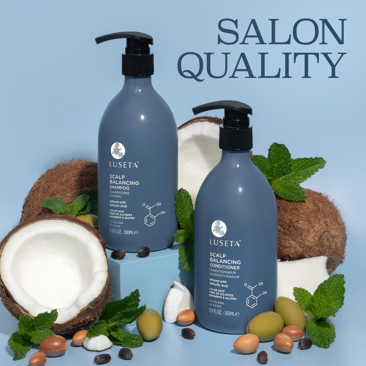Salicylic Acid Dandruff Control Shampoo & Conditioner Set - Sulfate-Free, Tea Tree & Argan Oil