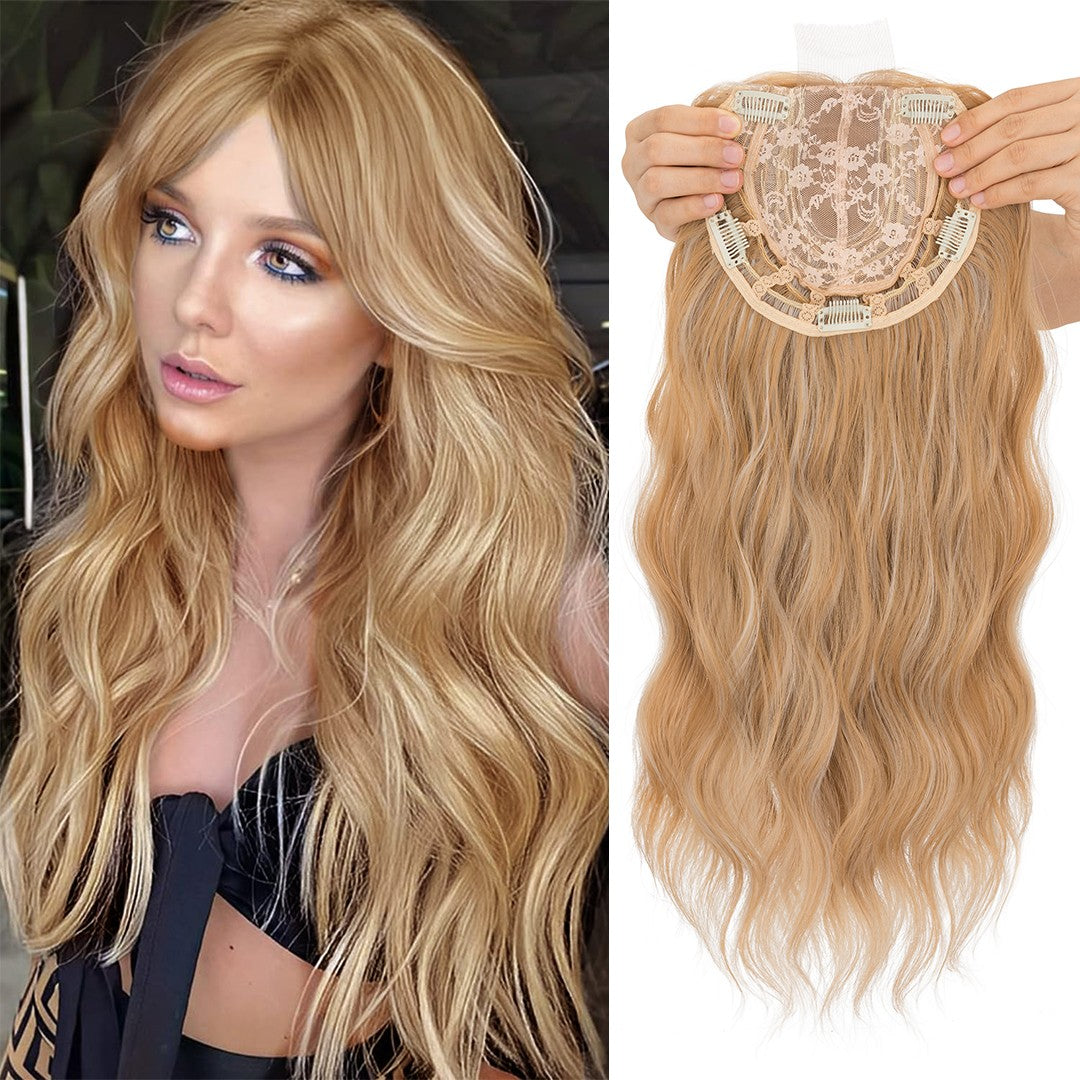 Women’s Clip-In Human Hair Topper with Hand-Tied Base - Water Wavy Style
