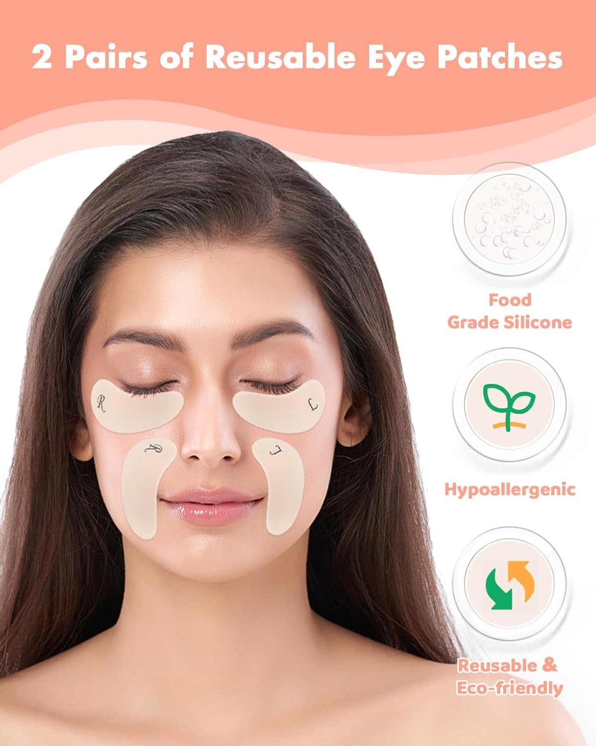 Eco-Friendly Under Eye Wrinkle Patches - 2 Pairs Silicone with Tin Storage Case