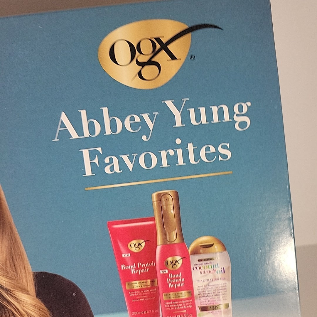 OGX Abbey Yung Hair Care Gift Set - Full Size Heat Protect Spray Mask Oil