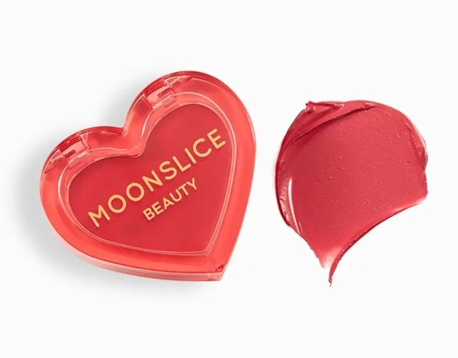 Moonslice Heart-Shaped Blush Cream Container Kiss Me Shade 0.1 oz