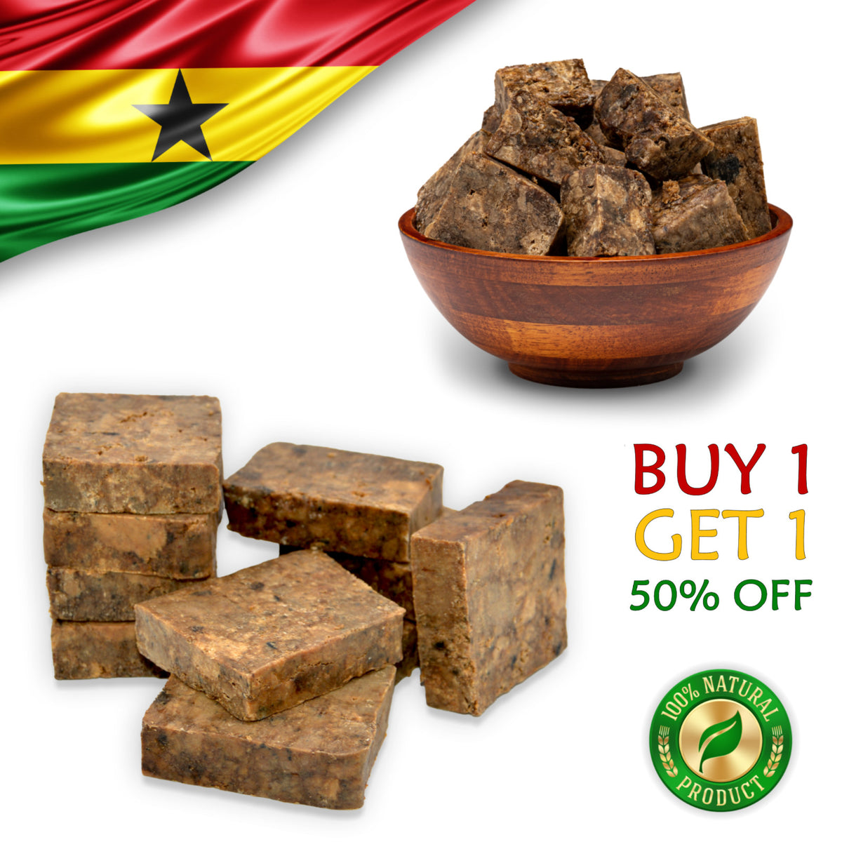African Black Soap 1 lb. Organic Unrefined Ghana Face & Body Wash