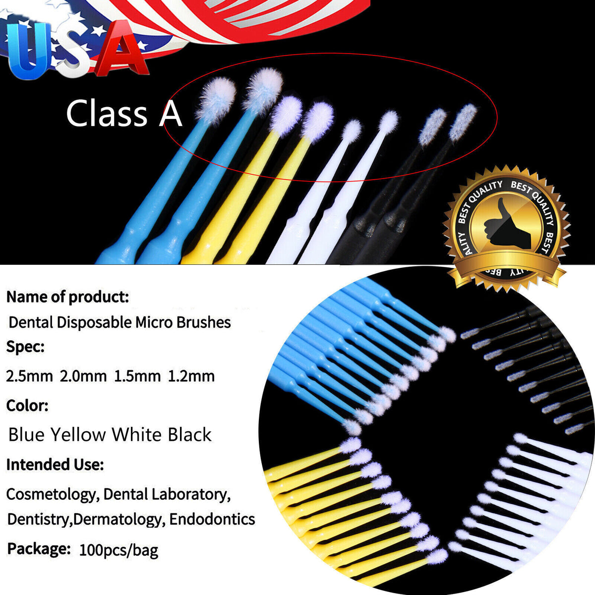 Disposable Micro Brush Applicators for Dental and Makeup Use - 400 Pack