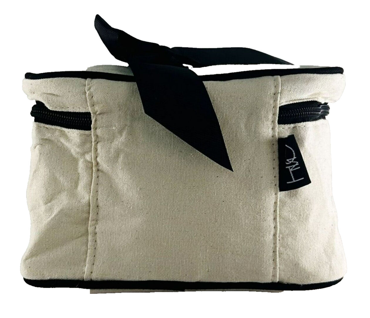 Travel Canvas Cosmetic Bag 8x5x6 Inches - Beige, Organizer & Toiletry Bag