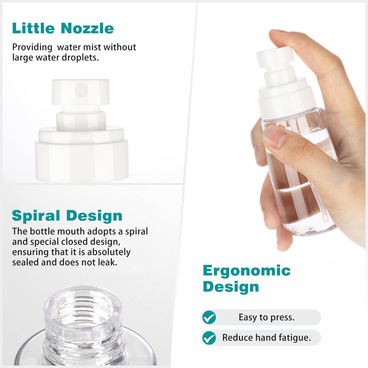3 Pack Mini Spray Bottles 1oz Refillable Travel Spray Containers