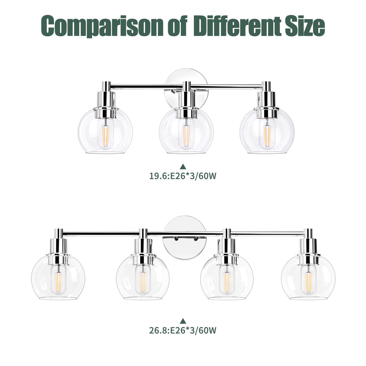 3-Light Bathroom Vanity Light Fixture Chrome Modern Wall Sconce