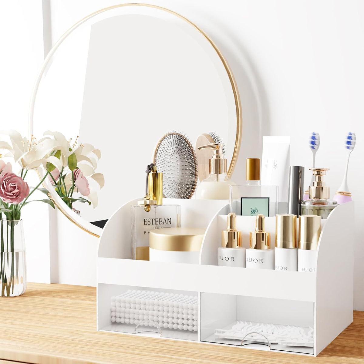 Makeup Organizer with Drawers - Cosmetic Storage for Vanity & Bathroom