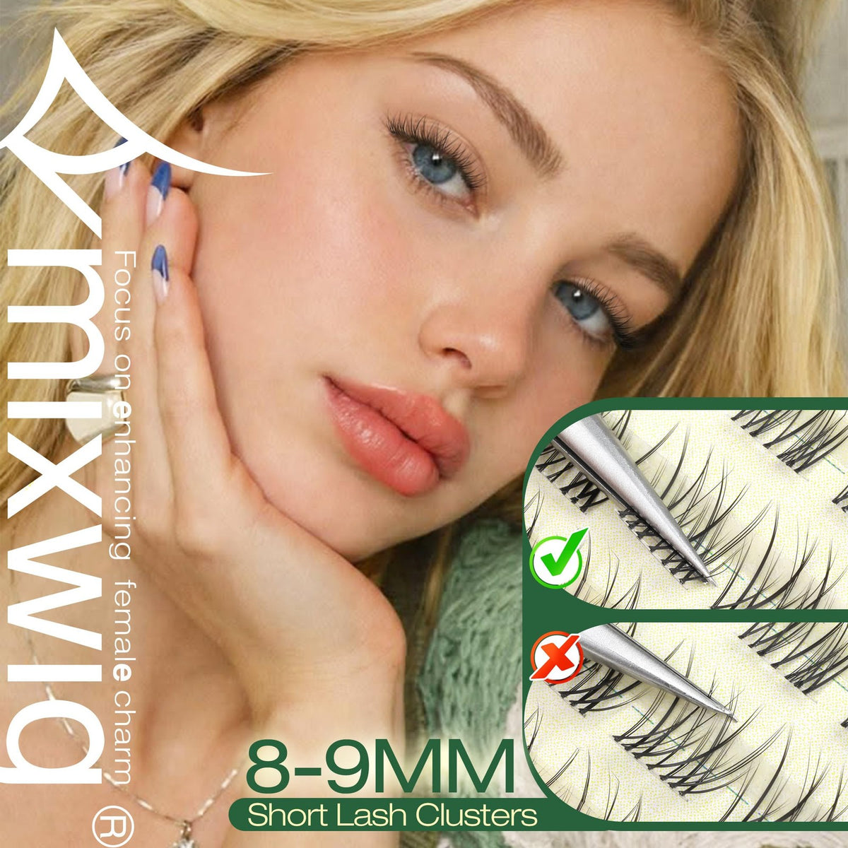 Short Lash Clusters 8-9mm Natural Eyelash Extensions — 90 Count (Black) Refills
