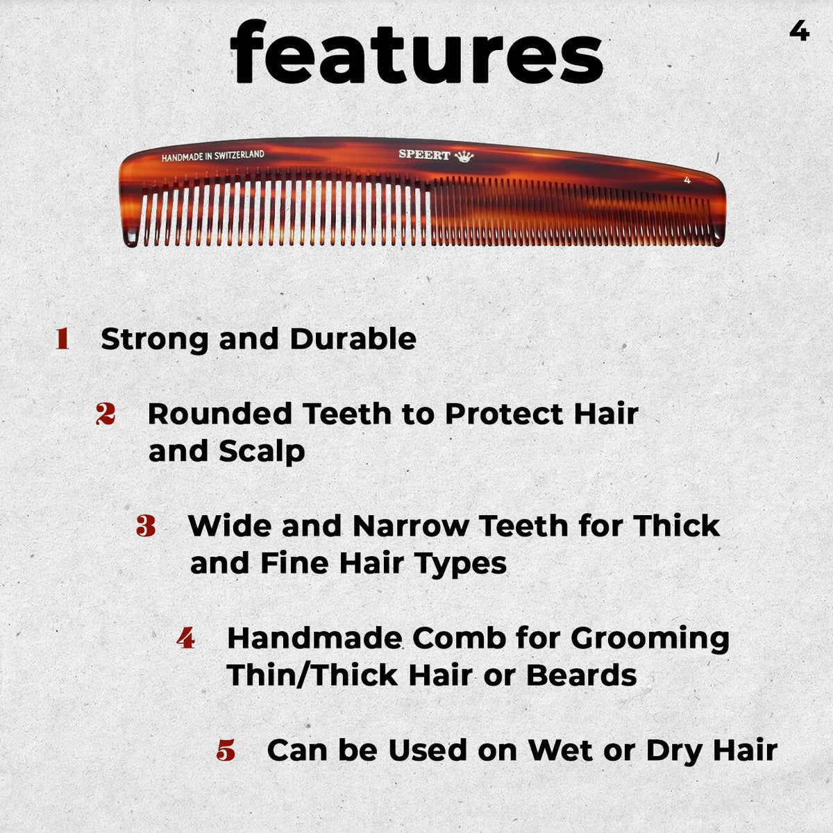 Handmade Swiss Tortoise Shell Comb 8 Inch Wide & Fine Tooth for Medium Hair