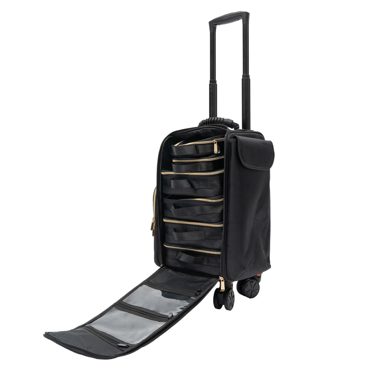 Professional Rolling Makeup Case with 6 Cosmetic Bags - Travel Storage Organizer