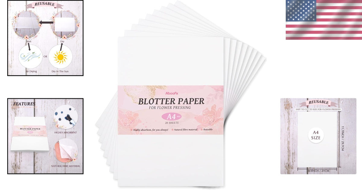 A4 Blotting Paper Sheets for Flower Pressing and Art Crafts - 20 Pack