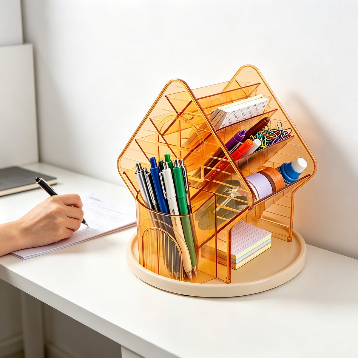 360° Rotating Makeup Organizer with Multiple Compartments - Clear Plastic Storage