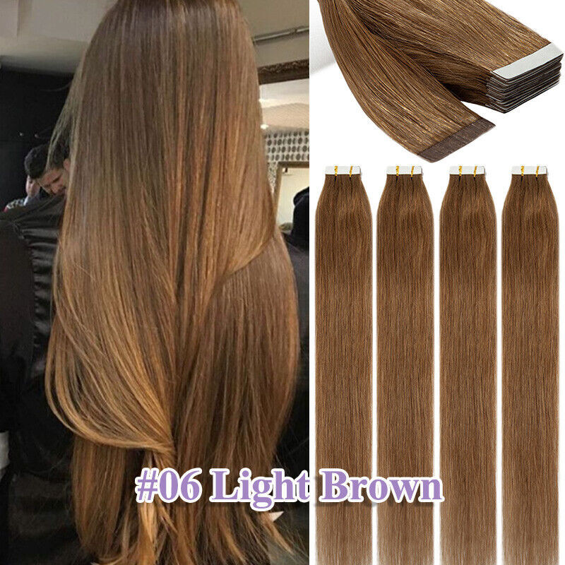 Russian Tape-In Hair Extensions Full Head 100% Remy Human Hair 60pcs
