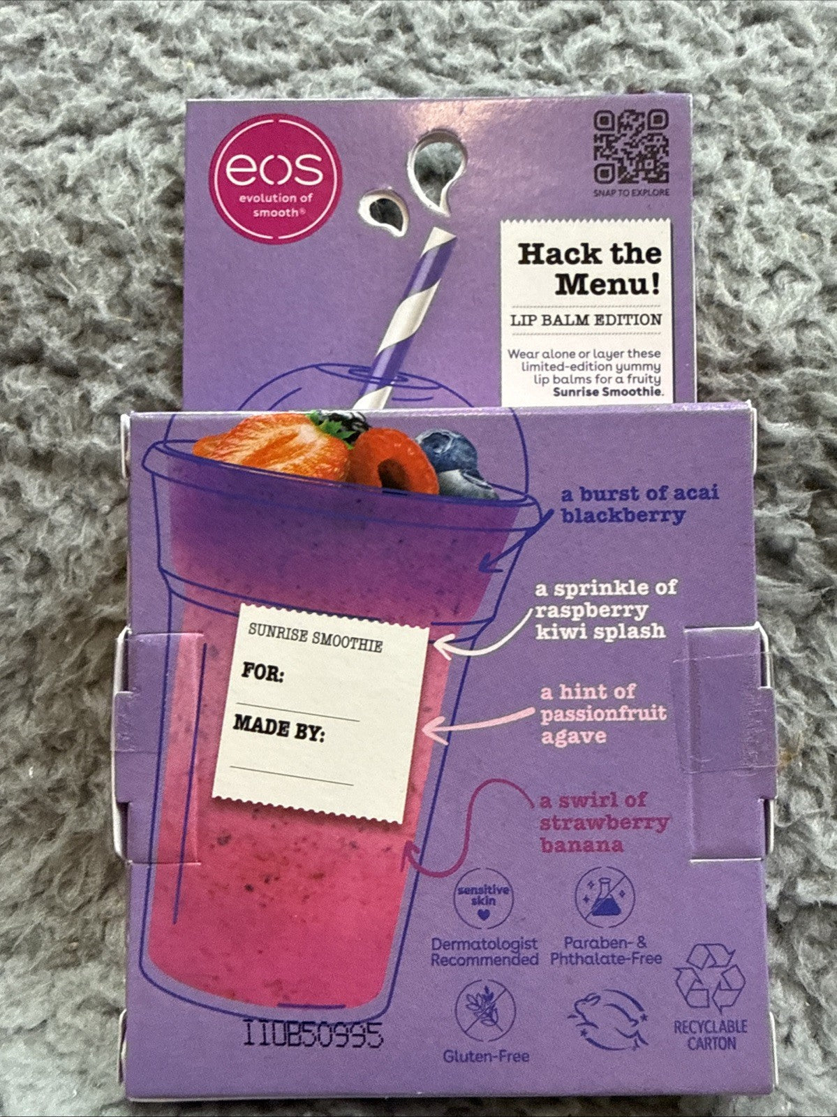 Lot of 2 Eos Lip Balm Sets - Sunrise Smoothie Flavor 8 Count