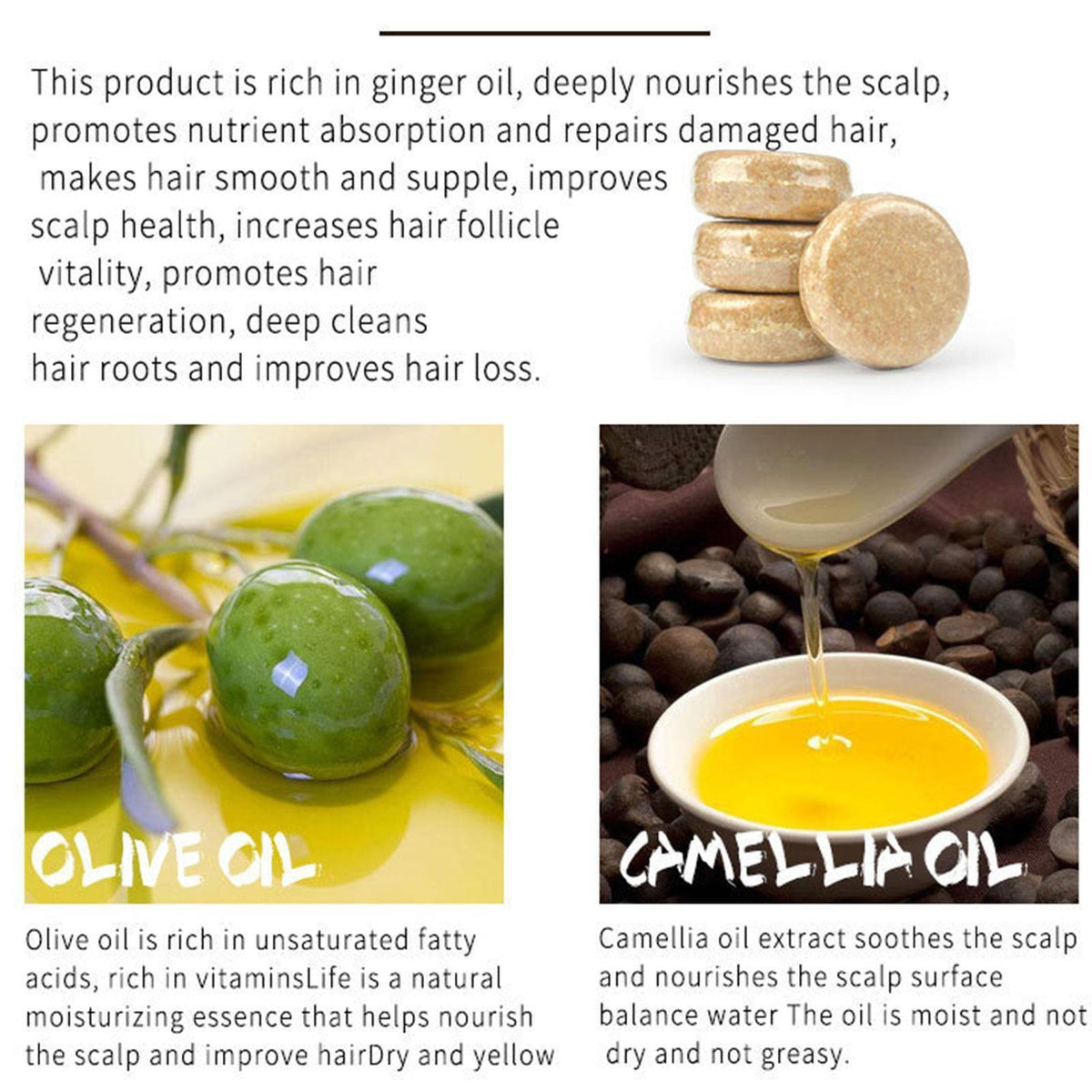 Organic Ginger Hair Regrowth Shampoo Bar for Hair Loss & Scalp Care